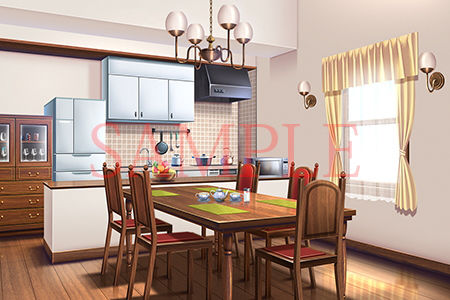 サンプル画像1:著作権フリー背景CG素材「リビング」(キュキュキュのQのQ) [d_147234]