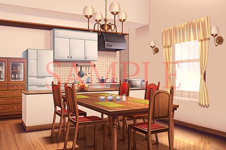 サンプル画像2:著作権フリー背景CG素材「リビング」(キュキュキュのQのQ) [d_147234]