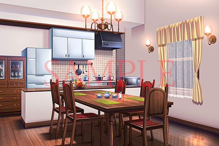 サンプル画像3:著作権フリー背景CG素材「リビング」(キュキュキュのQのQ) [d_147234]