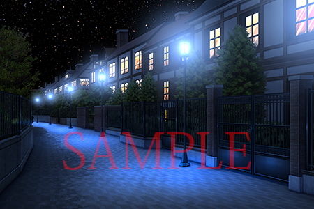 サンプル画像2:著作権フリー背景CG素材「洋風住宅街」(キュキュキュのQのQ) [d_147677]