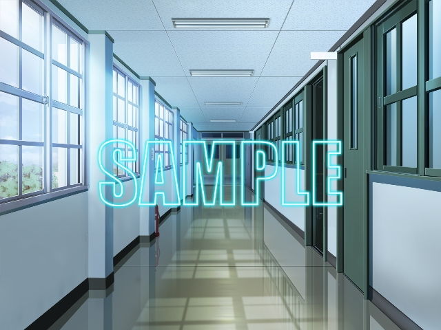 サンプル画像1:背景素材:学校廊下1(少年舎) [d_148140]