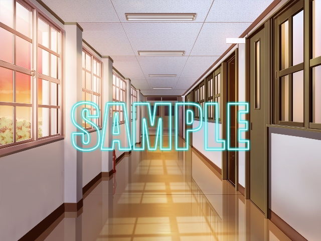 サンプル画像2:背景素材:学校廊下1(少年舎) [d_148140]