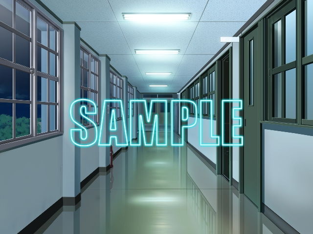 サンプル画像3:背景素材:学校廊下1(少年舎) [d_148140]