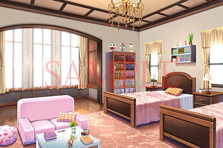 サンプル画像1:著作権フリー背景CG素材「寮の部屋」(キュキュキュのQのQ) [d_148231]