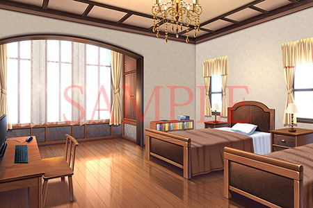 サンプル画像3:著作権フリー背景CG素材「寮の部屋」(キュキュキュのQのQ) [d_148231]