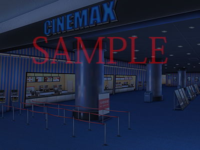 サンプル画像3:著作権フリー背景CG素材「シネコン入口」(キュキュキュのQのQ) [d_148695]