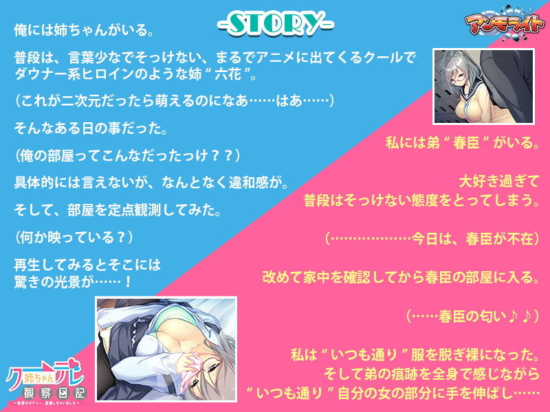 サンプル画像2:クーデレ姉ちゃん観察日記～秘密のオナニー、盗撮しちゃいました～(アンモライト) [d_151914]