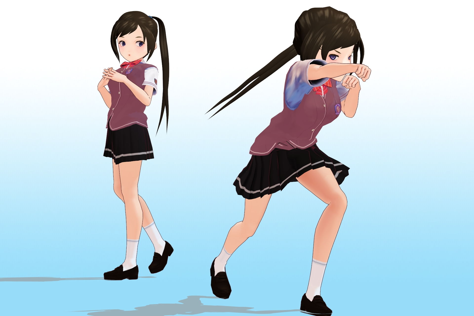 サンプル画像3:2年3組 出席番号17番 月瀬 凛 夏服3Dモデルデータ(私立あかね●●) [d_178425]