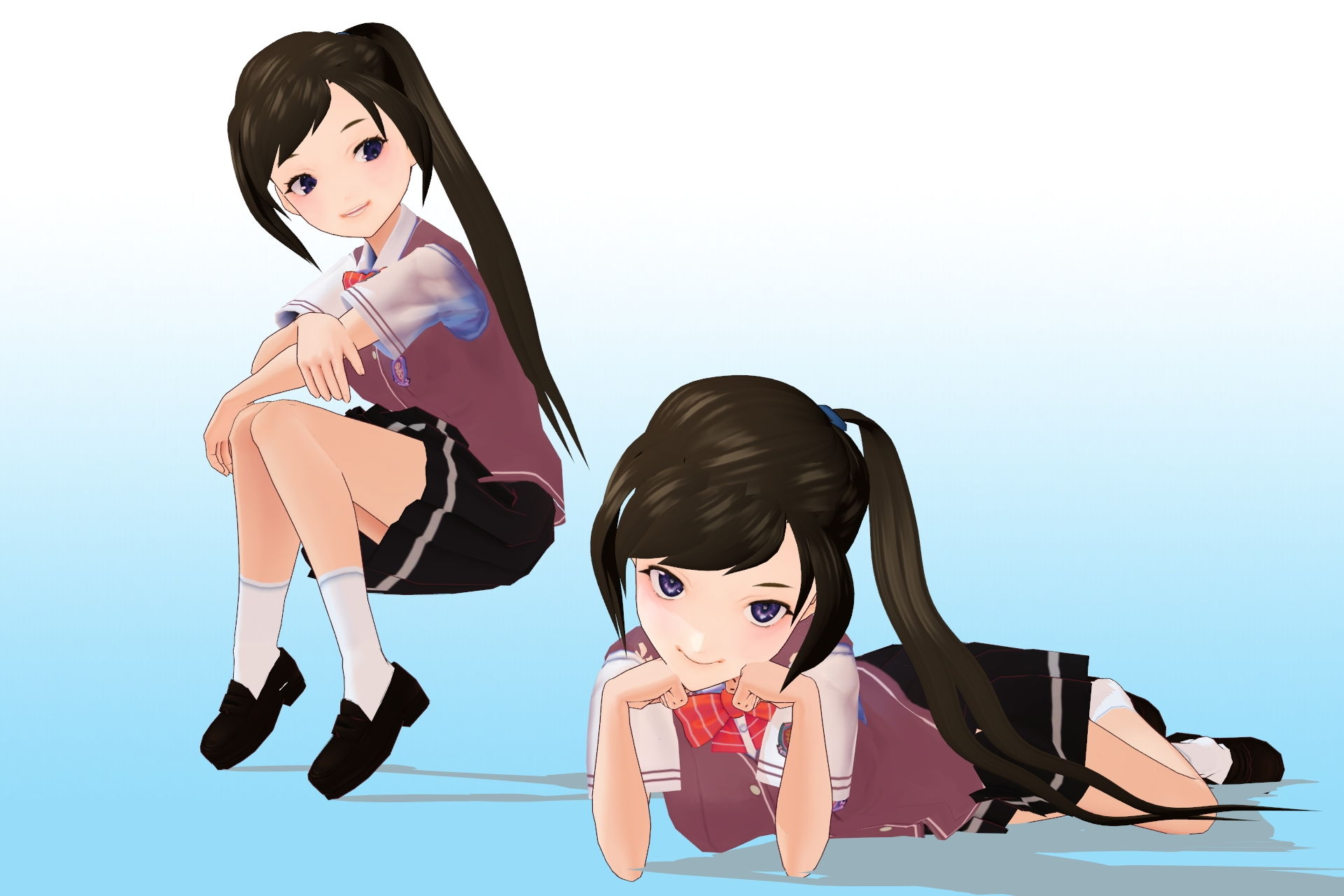 サンプル画像4:2年3組 出席番号17番 月瀬 凛 夏服3Dモデルデータ(私立あかね●●) [d_178425]