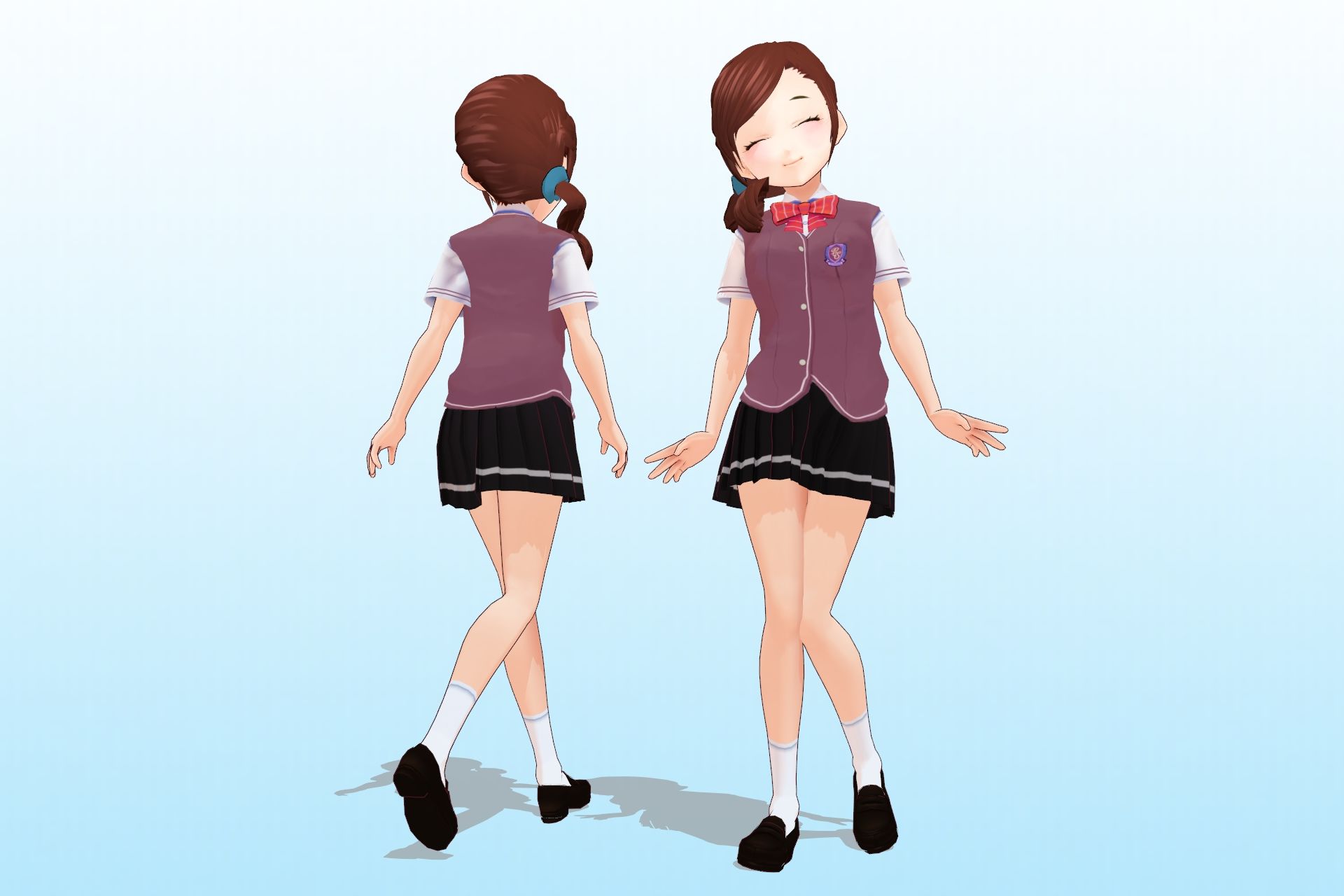 サンプル画像1:2年3組 出席番号15番 白峰恋 夏服3Dモデルデータ(私立あかね高校) [d_187803]