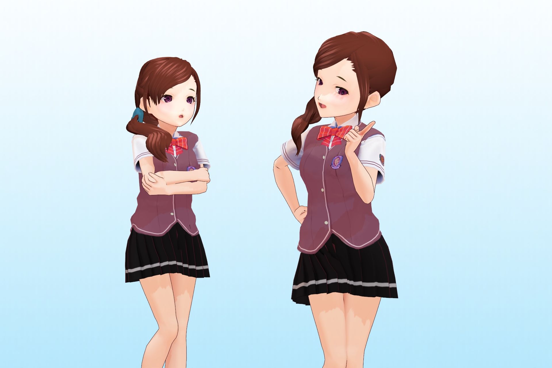 サンプル画像2:2年3組 出席番号15番 白峰恋 夏服3Dモデルデータ(私立あかね高校) [d_187803]