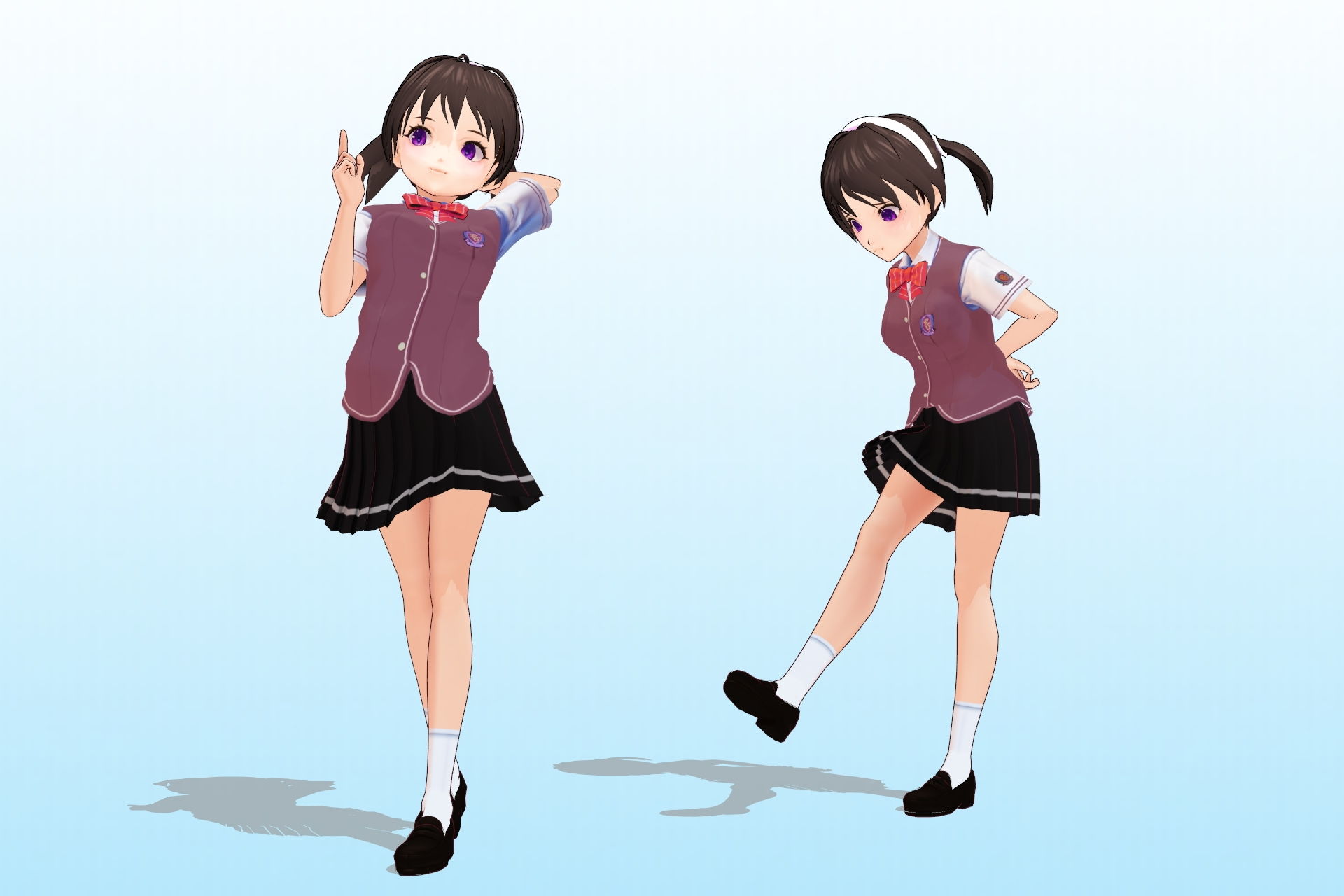 サンプル画像3:2年3組 出席番号16番 竹石 奈々美 夏服3Dモデルデータ(私立あかね高校) [d_187804]