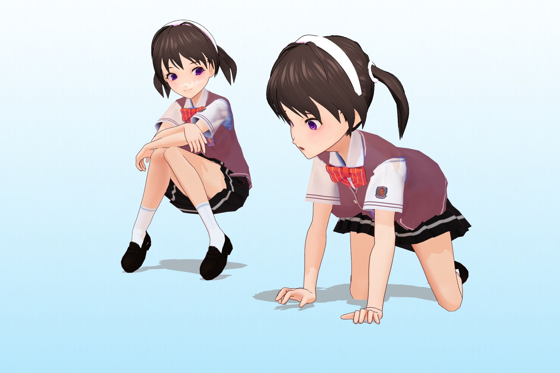 サンプル画像4:2年3組 出席番号16番 竹石 奈々美 夏服3Dモデルデータ(私立あかね高校) [d_187804]