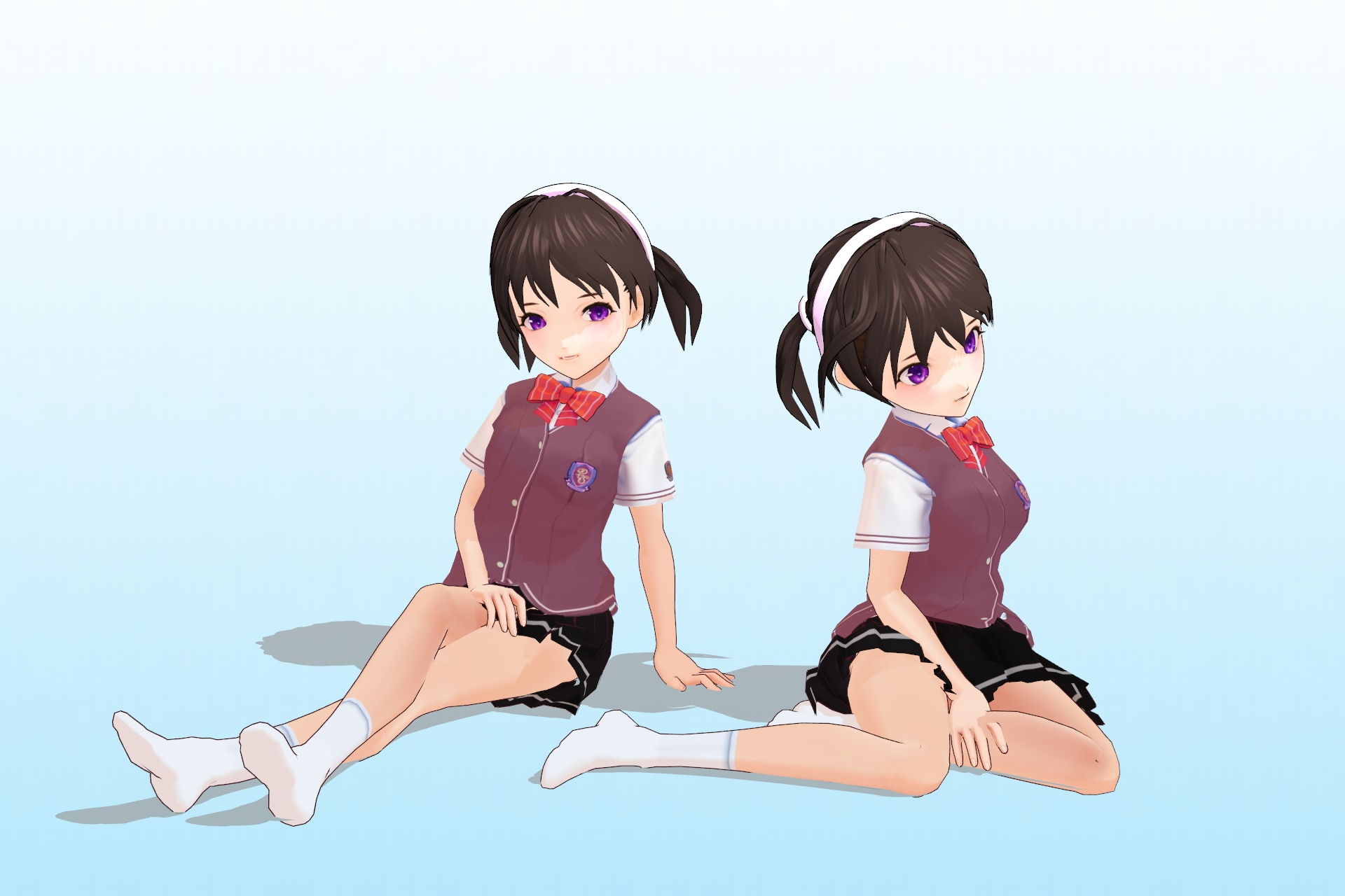 サンプル画像5:2年3組 出席番号16番 竹石 奈々美 夏服3Dモデルデータ(私立あかね高校) [d_187804]