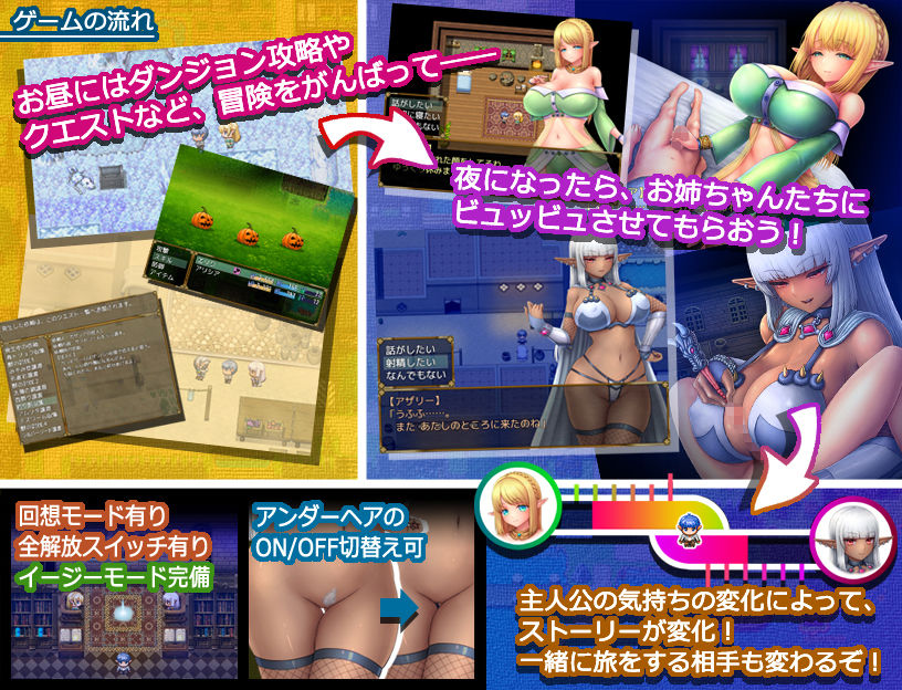 サンプル画像1:エルフファンタジー おねえちゃんエルフとお姉さまダークエルフとボクのおねしょた冒険記(つきまちそふと) [d_187862]