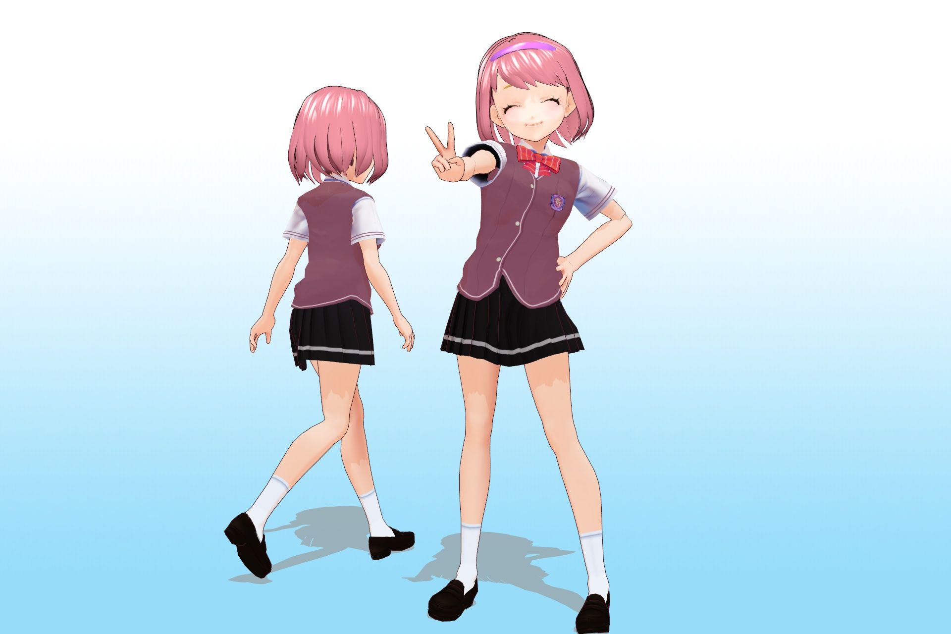 サンプル画像1:2年3組 出席番号29番 山賀 美琴 夏服3Dモデルデータ(私立あかね高校) [d_188467]