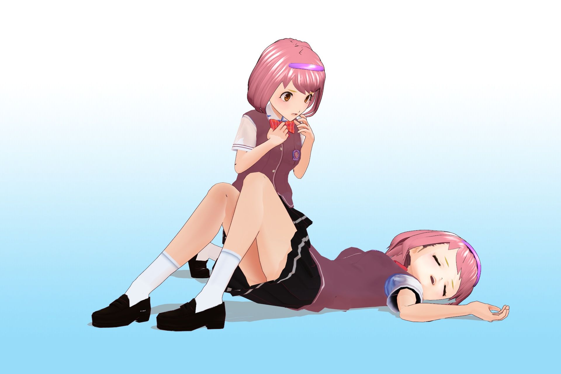 サンプル画像4:2年3組 出席番号29番 山賀 美琴 夏服3Dモデルデータ(私立あかね高校) [d_188467]