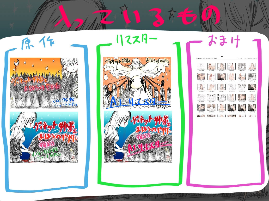 サンプル画像4:ヴィネット姉弟とまほうのやかた AIリマスター(直立まな板) [d_259578]