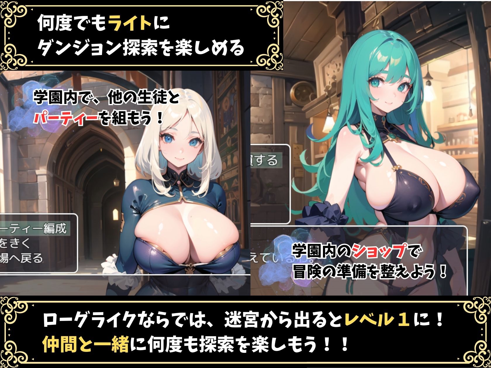 サンプル画像3:【成人向け】魔法学園と不思議な迷宮 〜ローグライト＆ハクスラダンジョンRPG〜(エロステーブル) [d_279453]