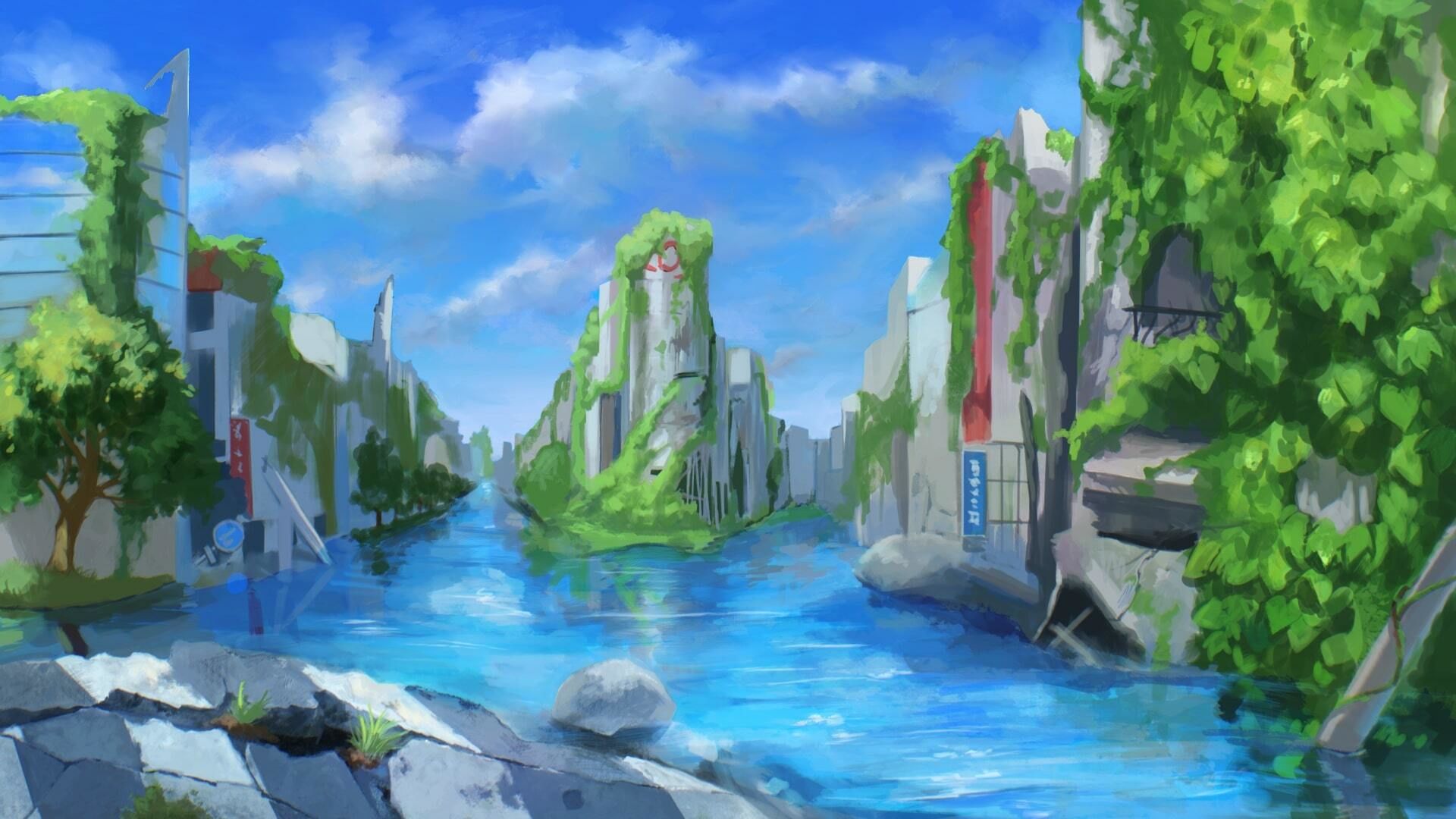 サンプル画像1:水没廃墟のピアノドロイド(Forest) [d_293696]