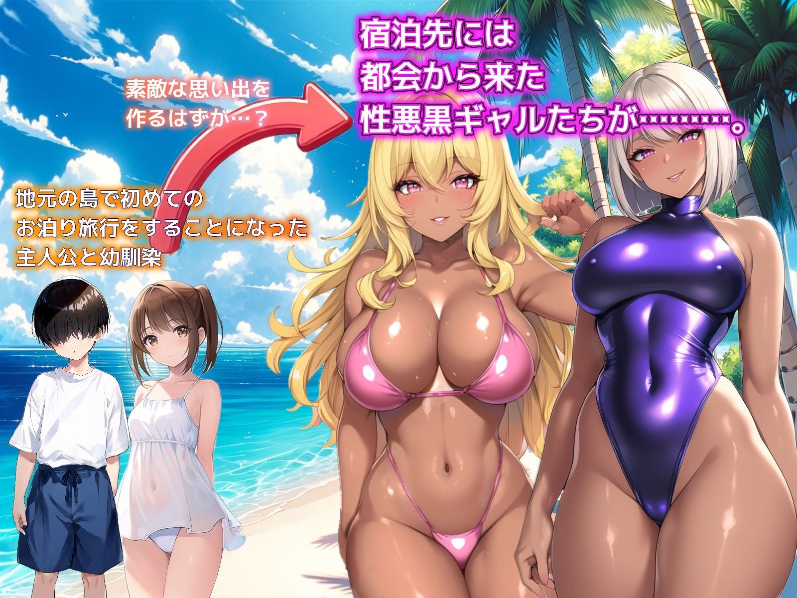 サンプル画像1:ひと夏の思い出 〜僕を誘惑する褐色の悪女たち〜(からくりや_ゲーム置き場) [d_465216]