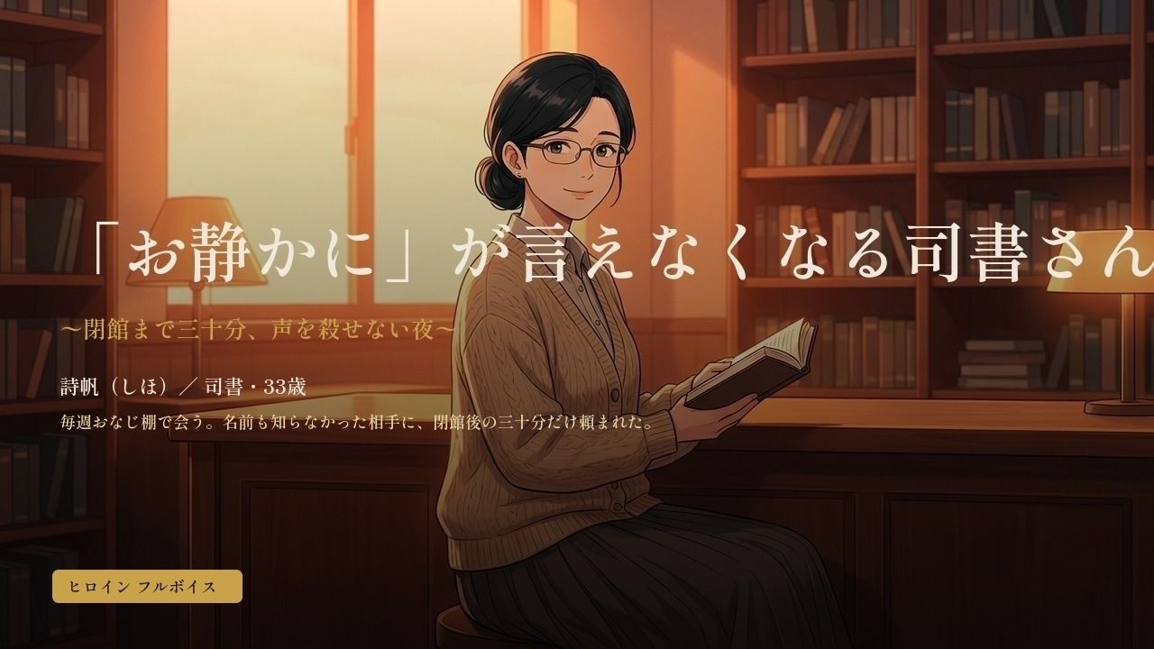 「お静かに」が言えなくなる司書さん 〜閉館まで三十分、声を殺せない夜〜のサンプル画像 1