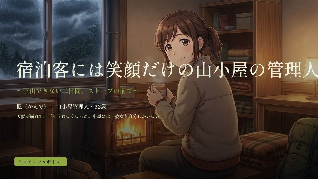 宿泊客には笑顔だけの山小屋の管理人さん 〜下山できない二日間、ストーブの前で〜のサンプル画像 1