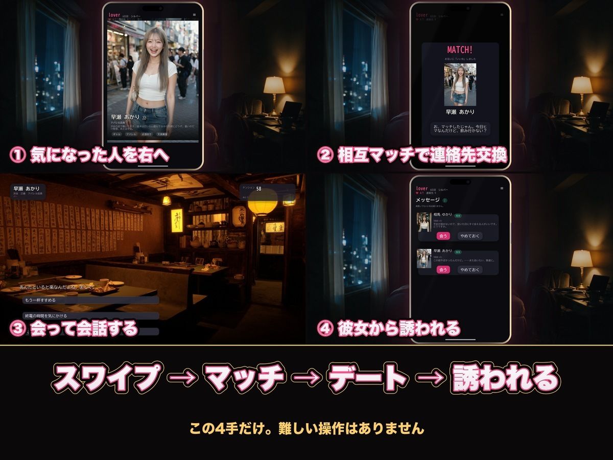 【実写系Hゲーム】ヤリモクしかいない出会い系アプリ 〜スワイプで即ハメ、素人娘20人全員とヤれる〜のサンプル画像 3