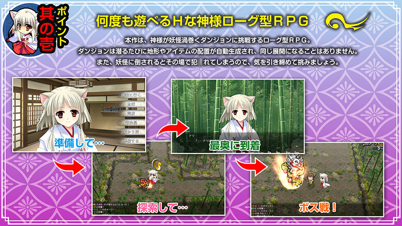 ポイント其の壱　何度も遊べるHな神様ローグ型RPG