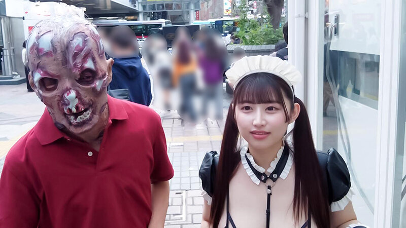 サンプル-渋谷のハロウィンで見つけたパリピが挑戦！巨乳の彼女が何をされても我慢できれば100万円ノーリアクションゲーム！爆乳メイドちゃん