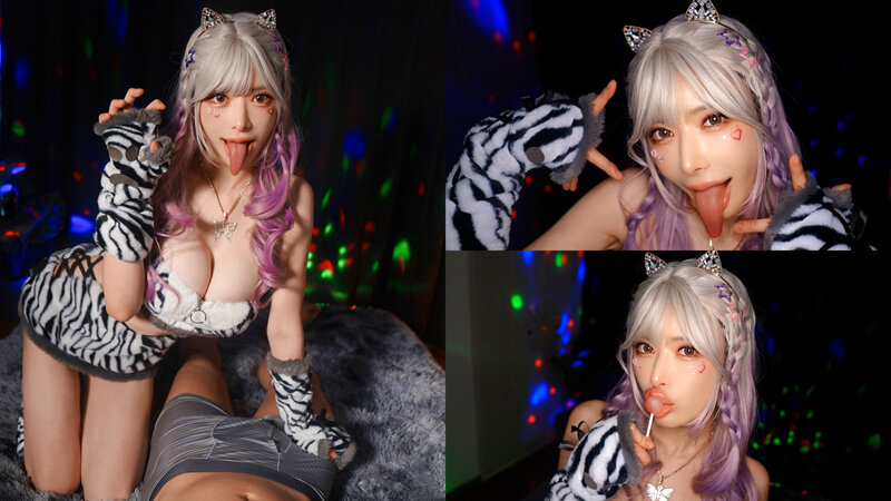 爆乳舌長コスプレイヤーのねっとりナメクジ淫語責め 画像2