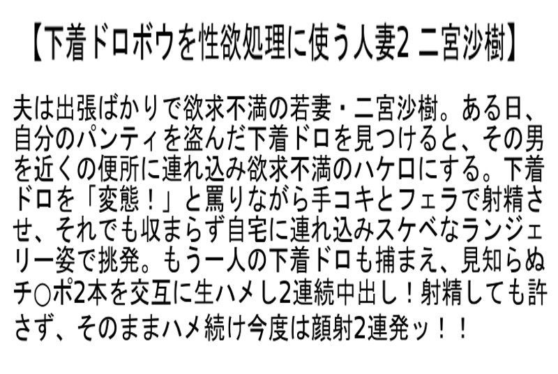 【お得セット】下着ドロボウを性欲処理に使う人妻 二宮沙樹 愛原さえ 森沢かな