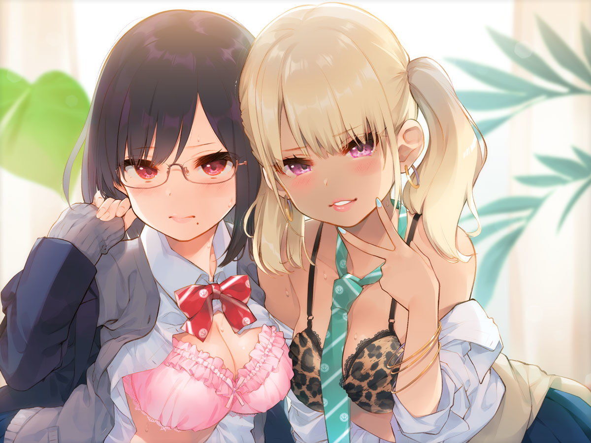 サンプル画像1:挟まれ絞られ援○交際～白黒JKのザーメン争奪戦、枯れ果てる僕のちんぽ～(ココナッツの夏！) [d_148188]