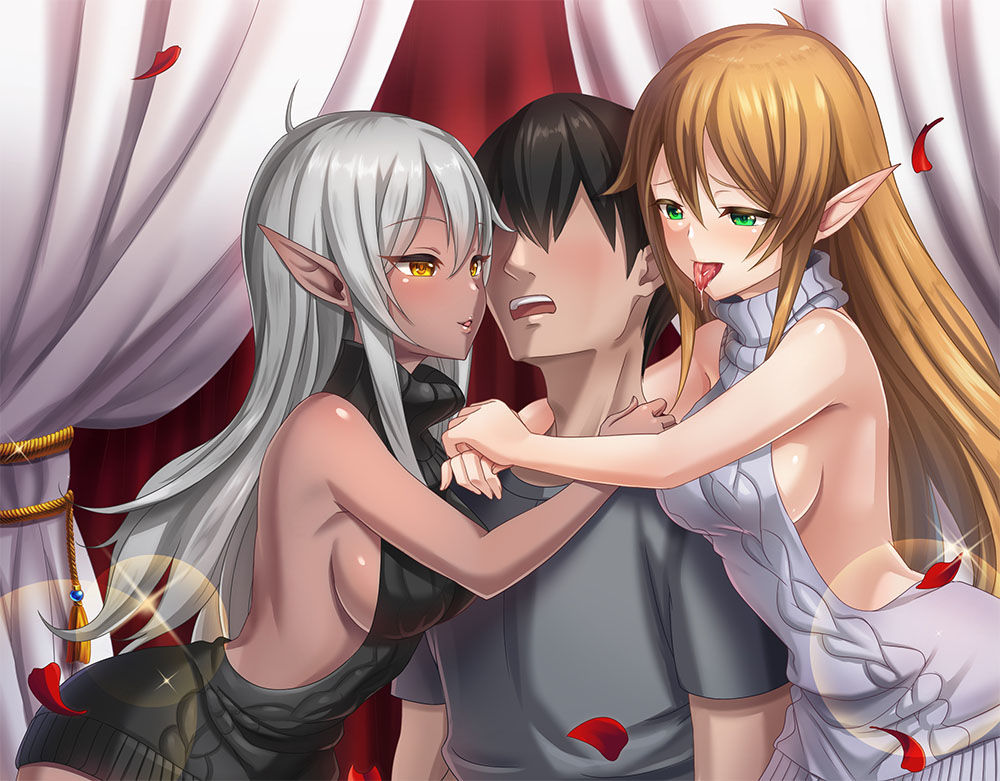 サンプル画像1:耳癒妖精風俗～耳を犯して差し上げますわ～エルフ×ダークエルフ【バイノーラル/ハイレゾ】(しゅしょく) [d_152965]