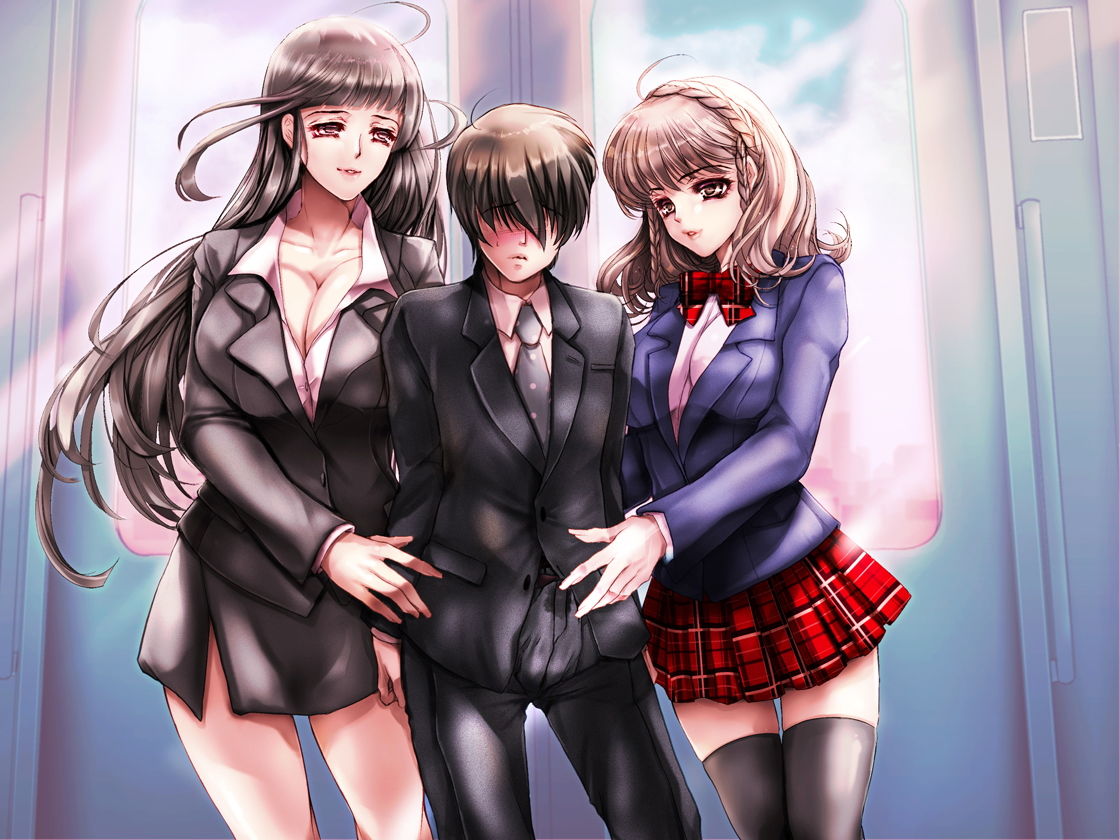 サンプル画像2:電車の中に痴女2人 責め好き姉妹の逆痴漢(加虐趣味な彼女) [d_161812]