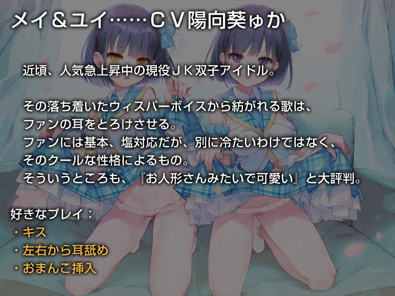 サンプル画像3:双子でクールなJKアイドルが性処理オナホになってくれる生活。【バイノーラル】(防鯖潤滑剤) [d_165645]