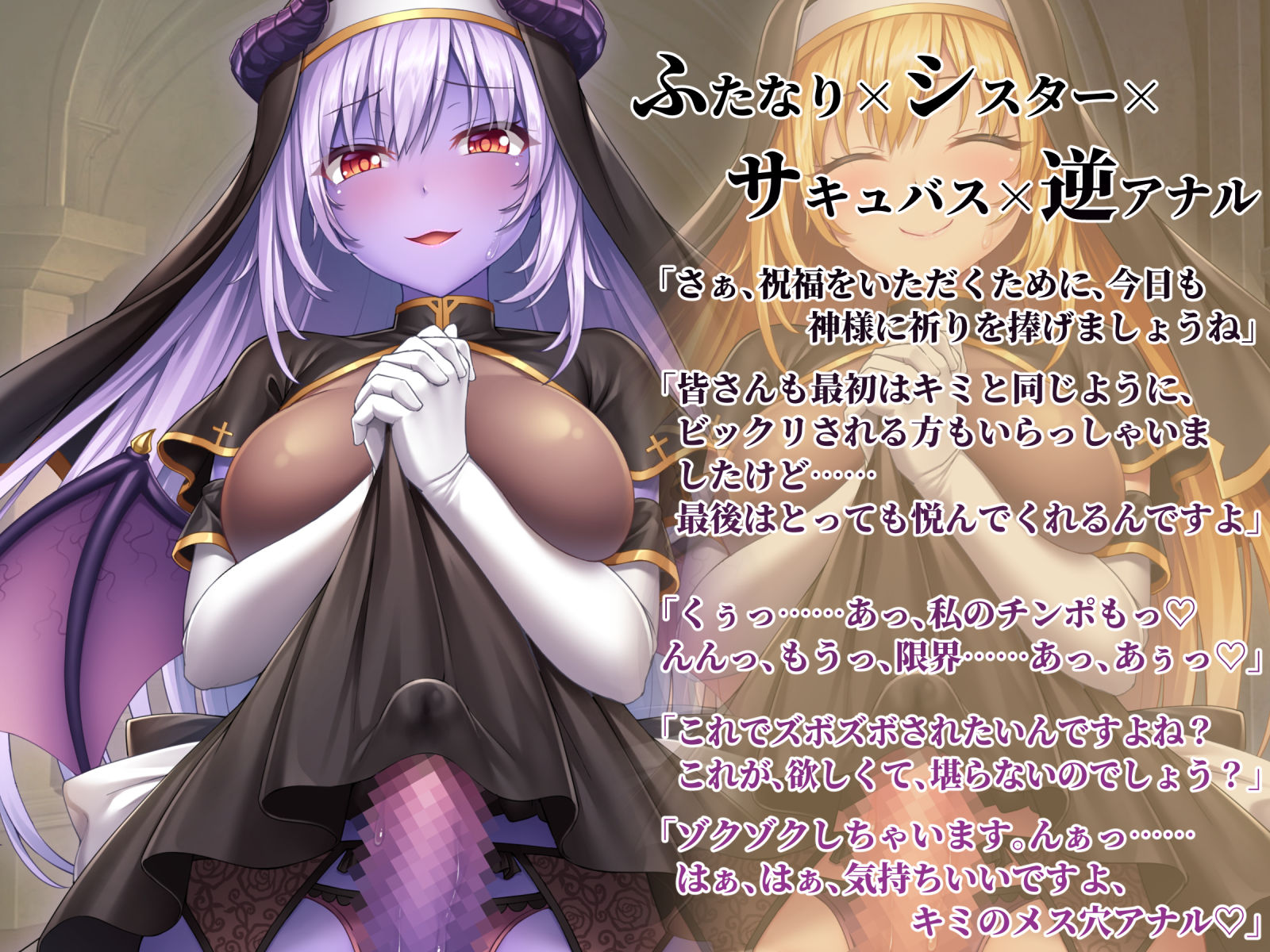 サンプル画像2:ふたなりサキュバスに堕ちたシスターに逆アナルで祝福されちゃう勇者候補君(ドダメ屋さん) [d_171595]