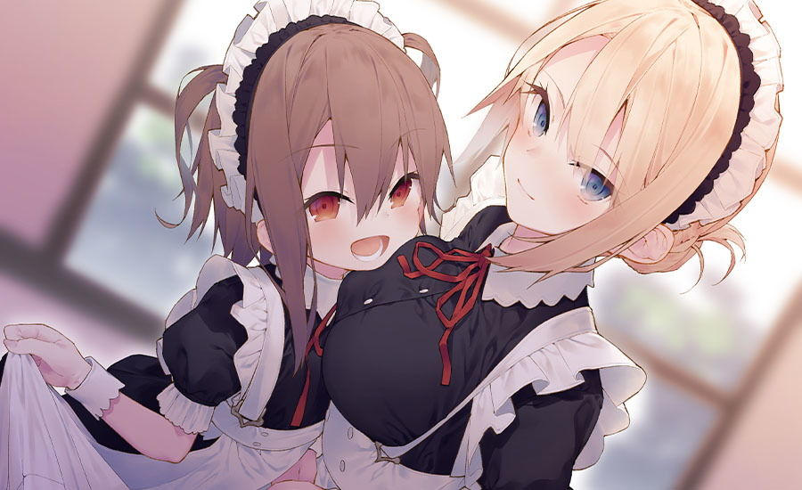 サンプル画像1:押しかけメイドのハーレムご奉仕♪どちらのメイドがお好みでちゅか？(ほわいとばーど) [d_184127]