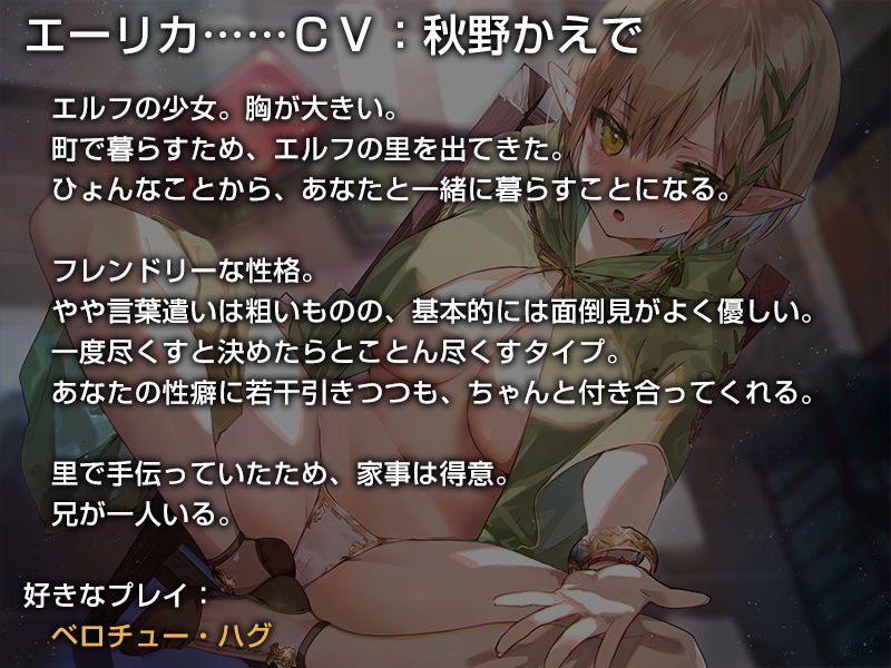 サンプル画像3:なんだかんだと面倒見がよくて、なし崩し的に性欲処理もしてくれるエルフさん【バイノーラル】(防鯖潤滑剤) [d_190153]