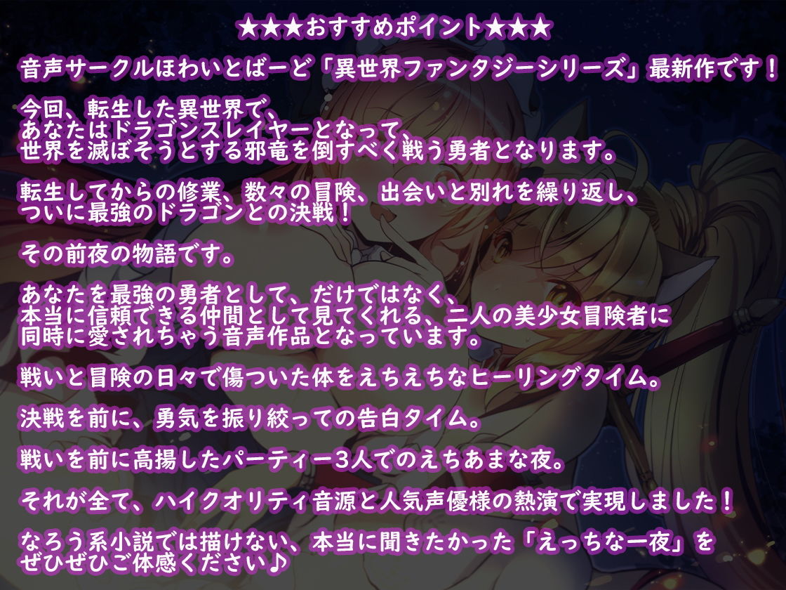サンプル画像1:異世界ドラゴンスレイヤーの決戦前夜！【バイノーラル】(ほわいとばーど) [d_193513]