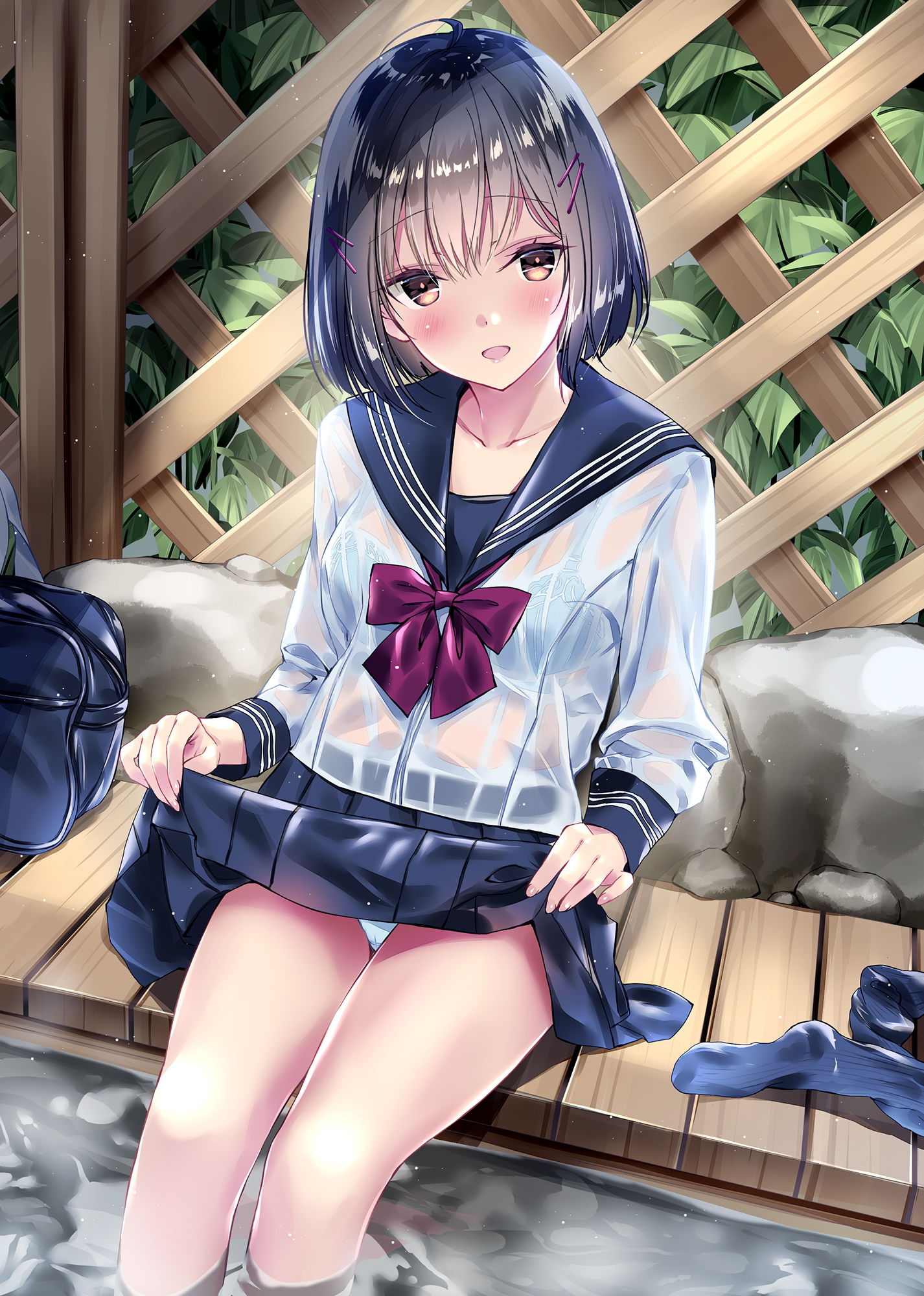 サンプル画像2:雨宿りの耳舐め 〜駅舎で過ごす足湯物語〜(杏仁亭) [d_202568]