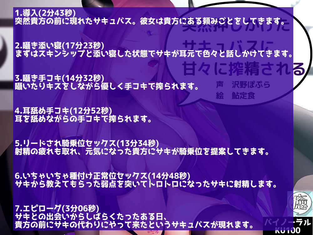 サンプル画像2:突然押しかけたサキュバスに甘々に搾〇される【KU100バイノーラル】(癒され帯域) [d_205979]