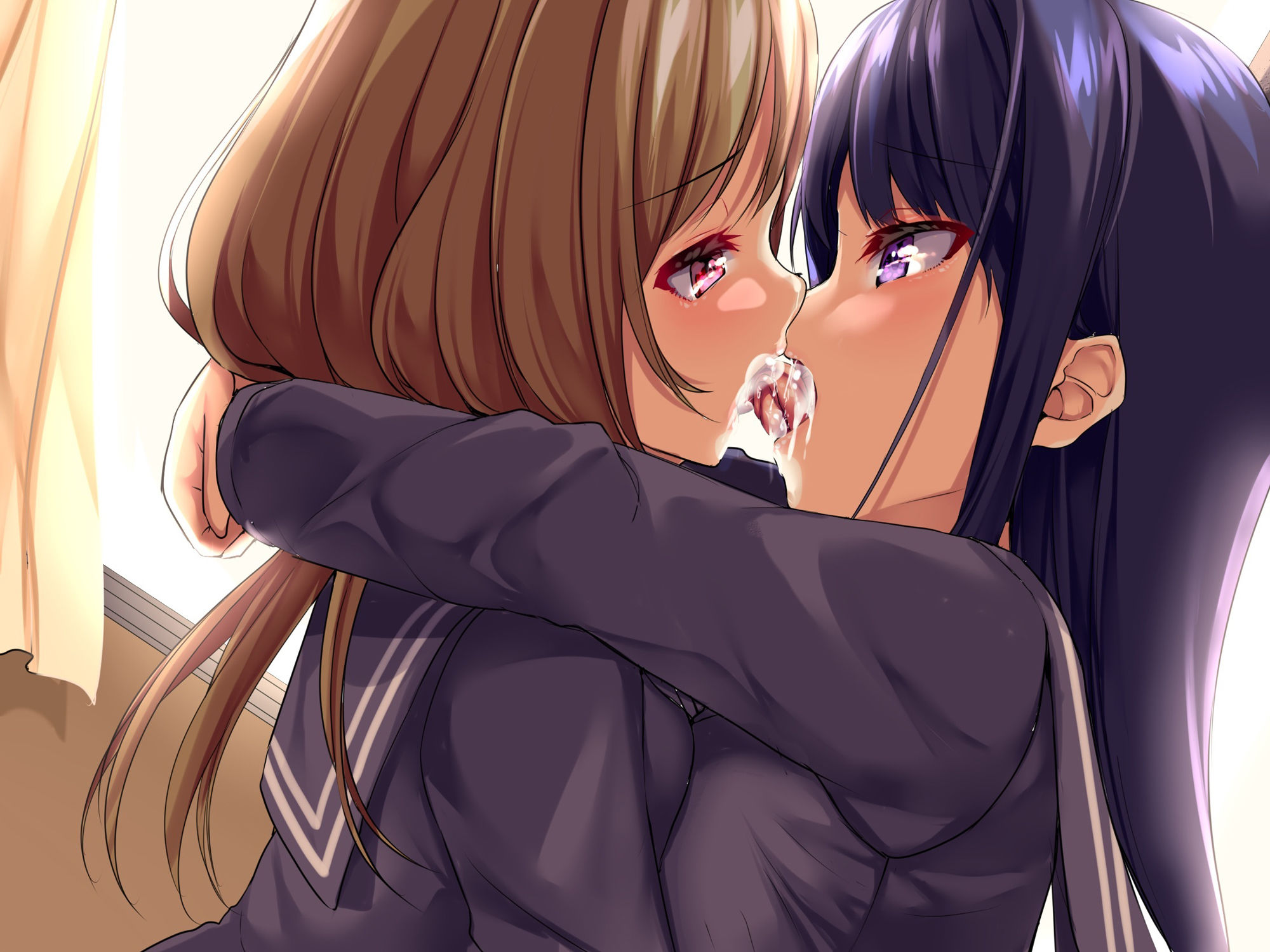 サンプル画像2:認識不能 イチャつく百合のお口をイタズラ(サークルてらおな) [d_207445]