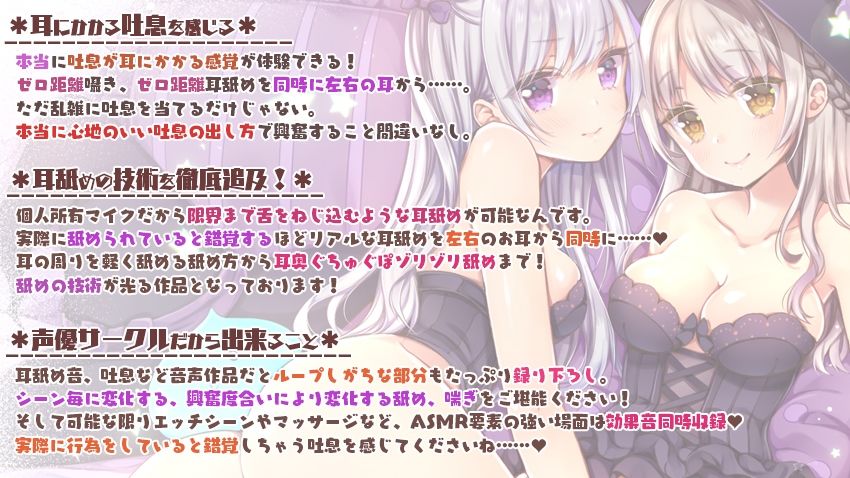 サンプル画像1:【両耳舐め＆舌をねじ込む耳奥舐め】双子姉妹に挟まれてのあまあま？搾精性活〜ペットのエサはアナタの精液！？〜(シロクマの嫁) [d_210305]