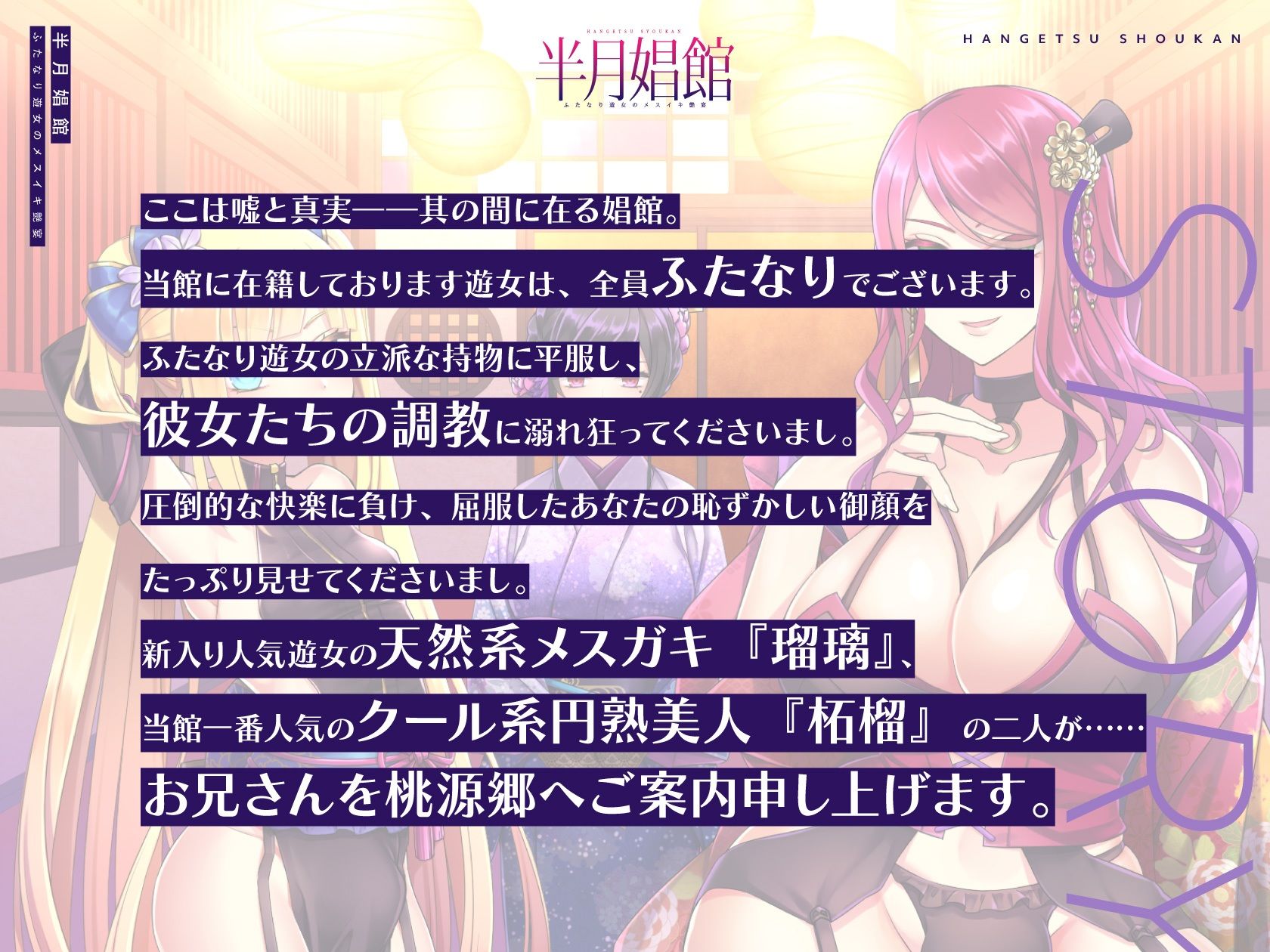 サンプル画像2:【天然系メス〇キ×クール系円熟美人】半月娼館〜ふたなり遊女のメスイキ艶宴〜(Shell Voice) [d_219843]