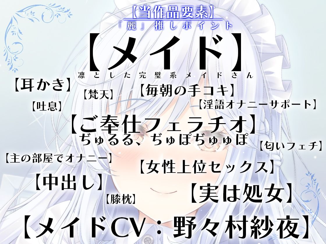 サンプル画像4:主が好きすぎるメイドさん-神白麗-【年上で表面上しっかりものの完璧メイド、冷徹な面もあるが表面上はやさしい 】そんなメイドさんです【KU100】(Artemistare) [d_225228]