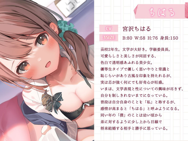 サンプル画像1:文学美少女ちはるが照れながら僕を実験台にした夜(どろっぷす！) [d_229047]