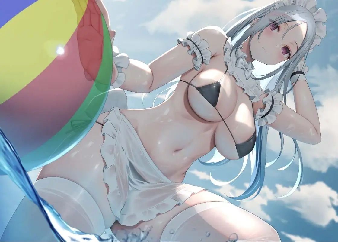 サンプル画像1:クールな白髪水着メイドとえちえち海遊び【フォーリーサウンド】(テグラユウキ) [d_230347]