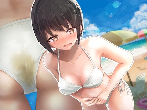 サンプル画像2:【我慢/お漏らし】後輩彼女が海でお漏らしする話。(お漏らしふぇち部) [d_240171]