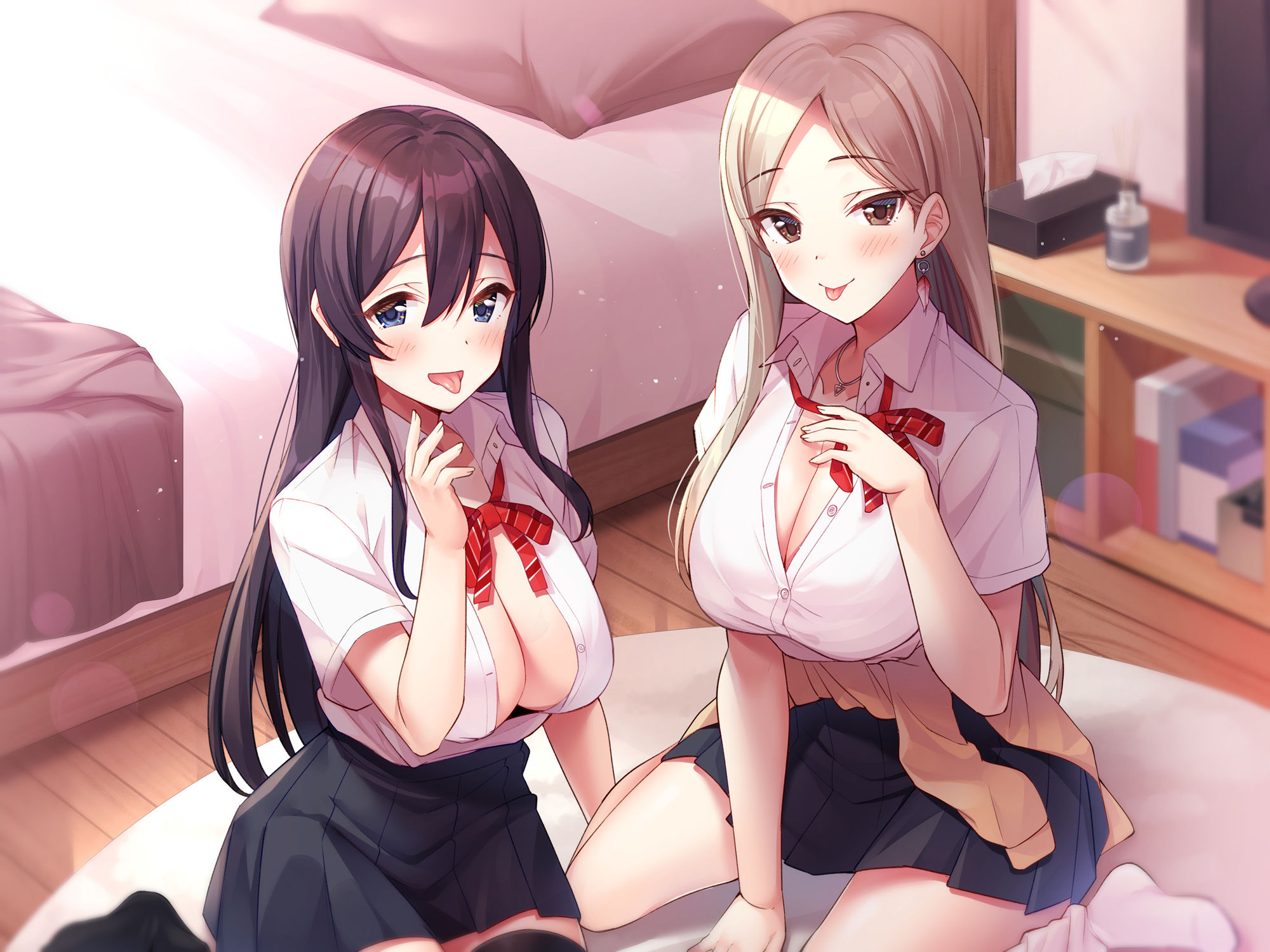 サンプル画像1:【あまいちゃ耳舐めフルコース】家出少女の恩返し〜二人のJK彼女にたっぷりお耳を舐められちゃう〜【プレミアムフォーリー】(Whisp) [d_254758]